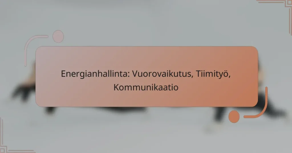 Energianhallinta: Vuorovaikutus, Tiimityö, Kommunikaatio