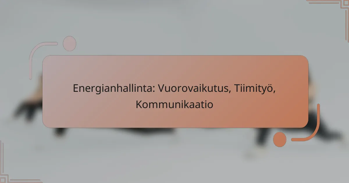 Energianhallinta: Vuorovaikutus, Tiimityö, Kommunikaatio