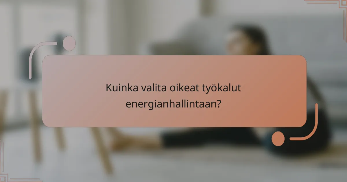 Kuinka valita oikeat työkalut energianhallintaan?