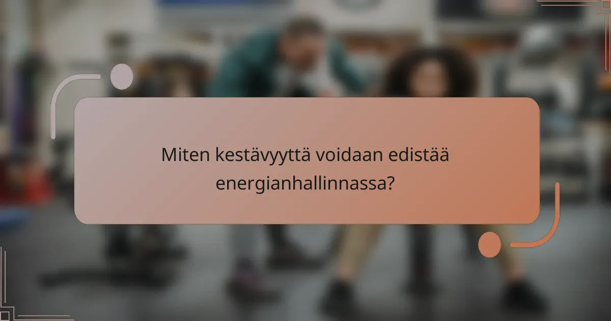 Miten kestävyyttä voidaan edistää energianhallinnassa?