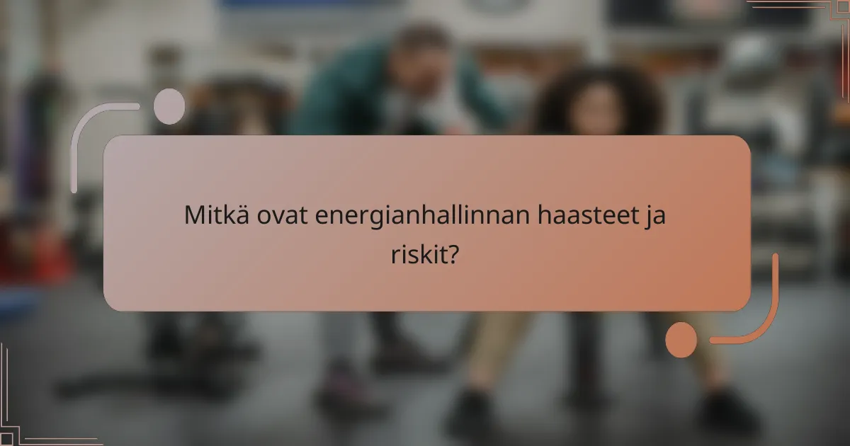 Mitkä ovat energianhallinnan haasteet ja riskit?